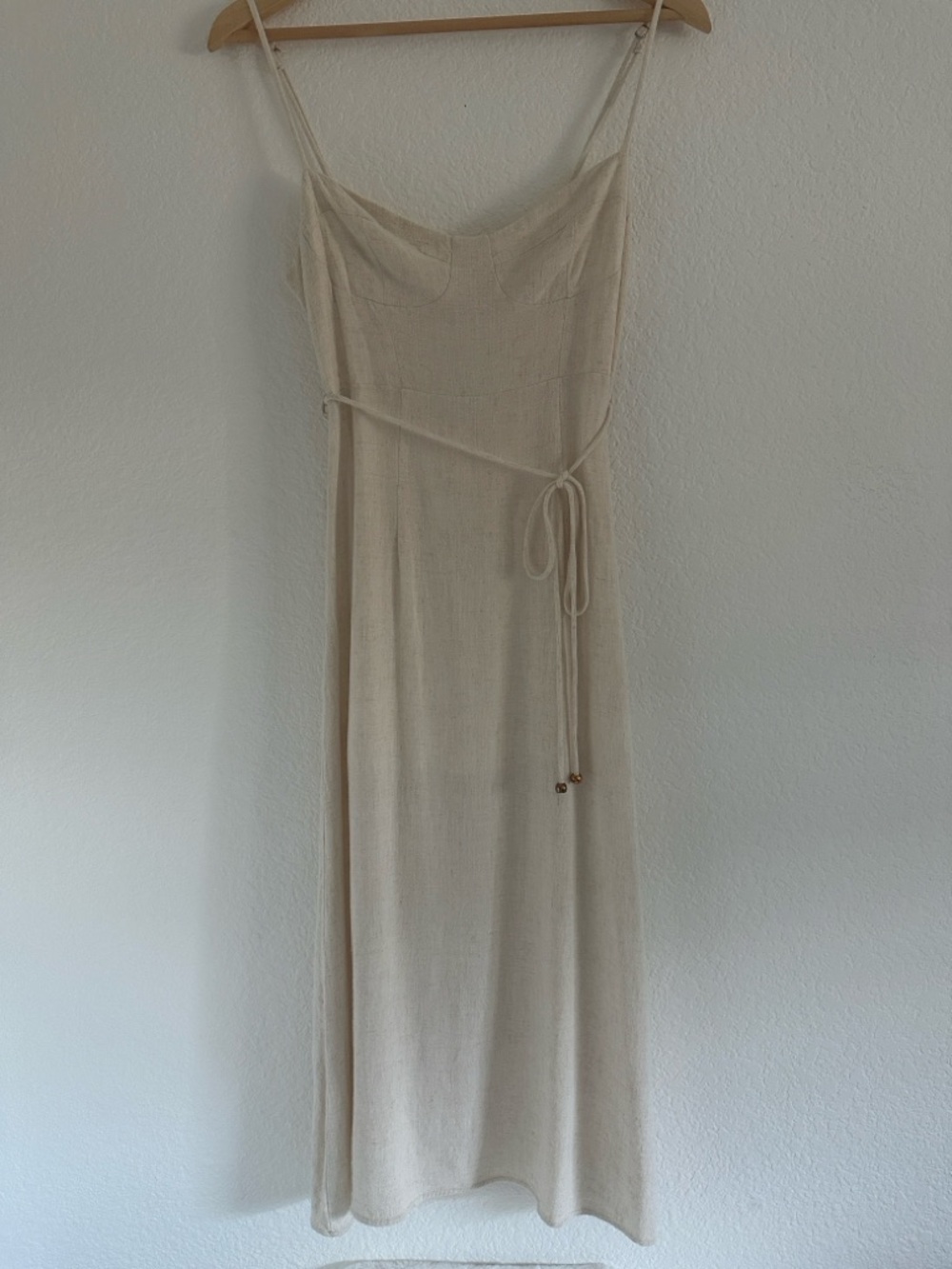 Petal & Pup - Elaina Dress - Beige - Size 6 - Linen Maxi Dress